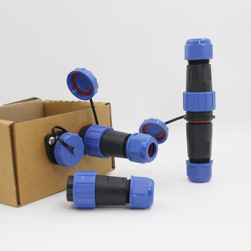 圆形LD20防水航空连接器螺丝免焊接2芯针孔公母对接后螺母