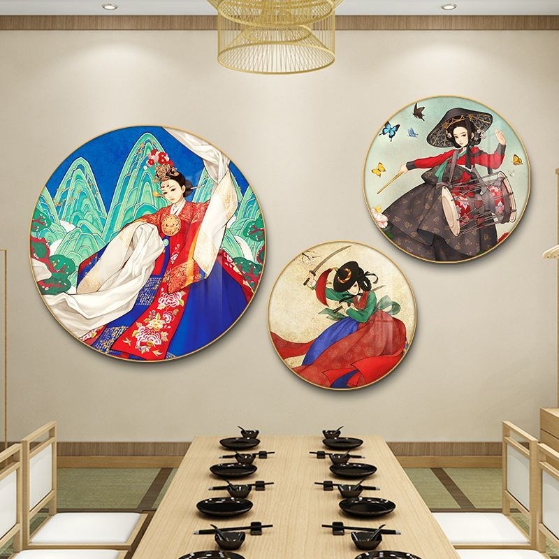 朝鲜族文化饭店挂画朝鲜服物炸鸡店装饰画