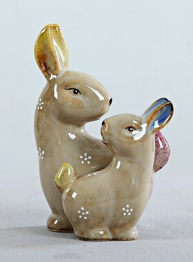 厂家直供陶瓷工艺品生日礼品创意家居装饰中式可爱小动物套组摆件