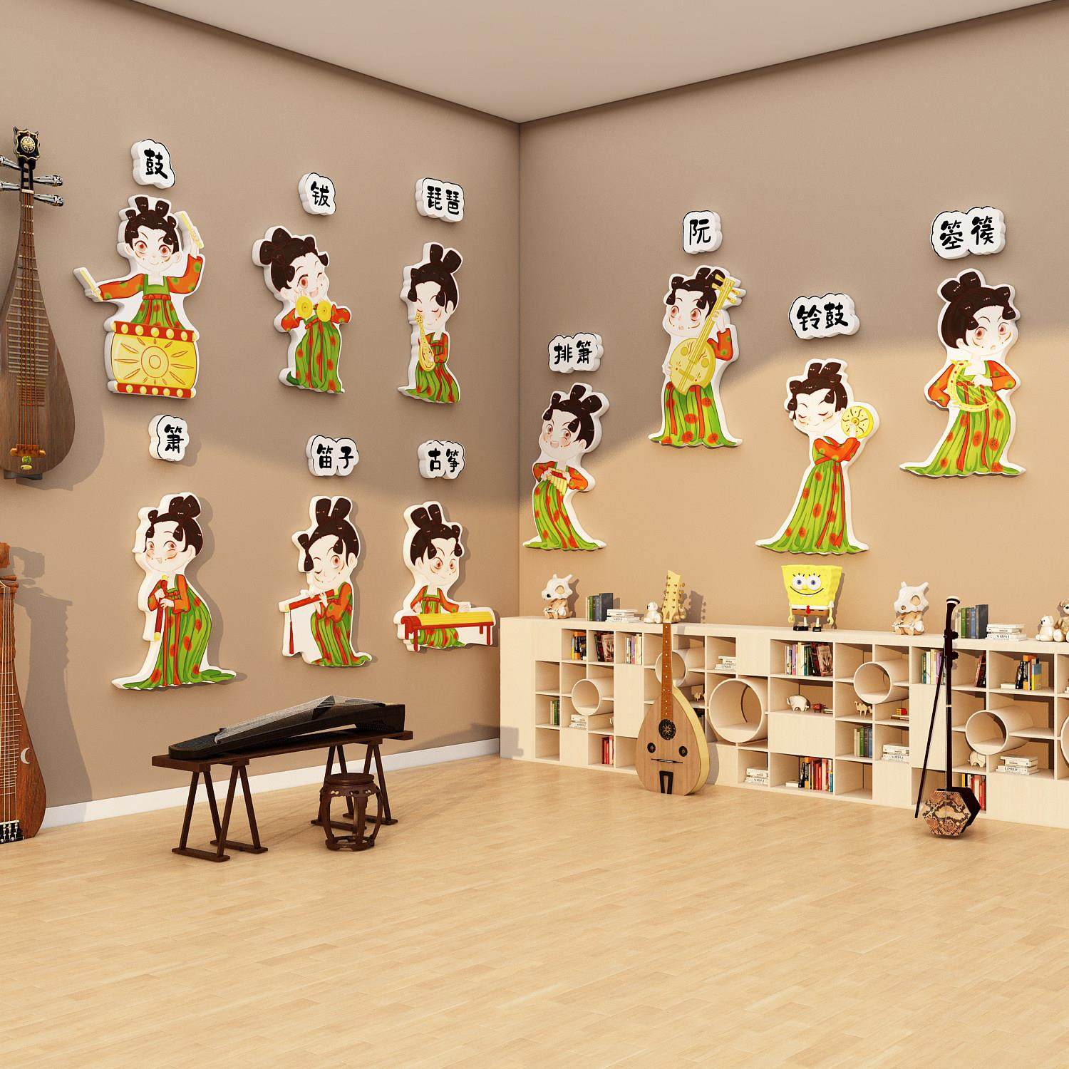 音乐工作教室墙面装饰布置古筝指法文化琴房背景贴中国风环创挂画,家居饰品,文化墙贴,淘宝优惠券,粉丝福利购,淘宝优惠卷
