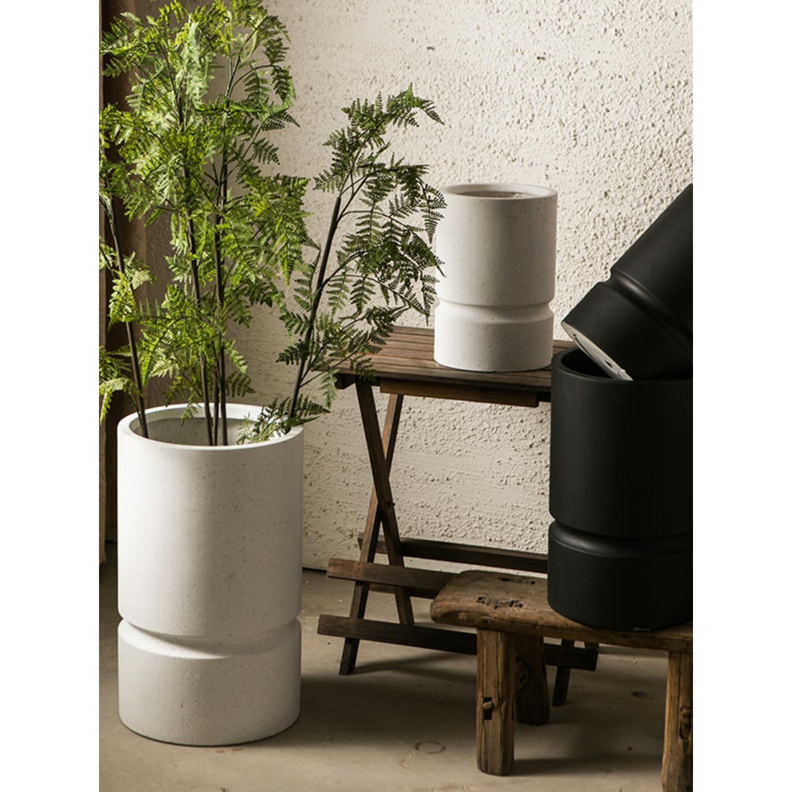 斯堪的纳维亚Normcore镁泥花盆圆柱形家庭软装饰客厅阳台Wabi-Sab