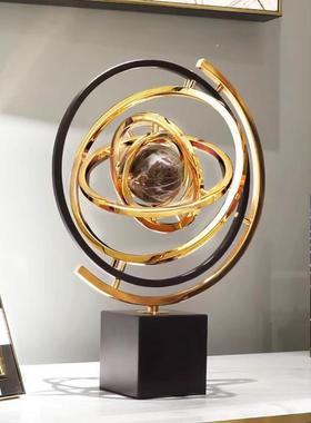 轻奢高档地球仪客厅摆件美式家居金属办公室玄关电视柜工艺装饰品