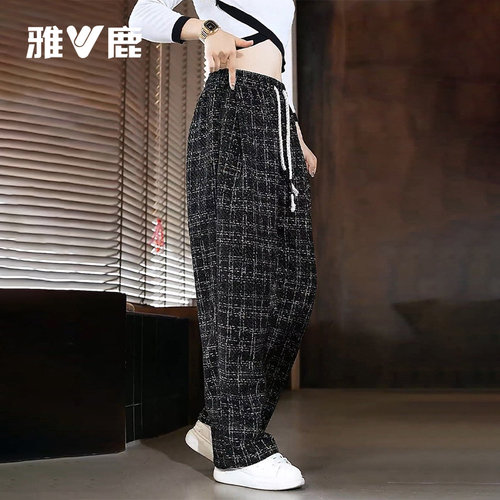 雅鹿男士小香风夏季格子休闲裤