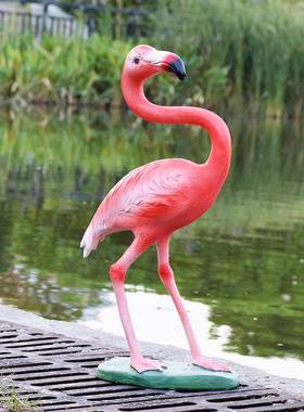 花J-G8034火烈号鸟摆件落地大玻璃纤维雕塑户外园装饰别墅摆庭院