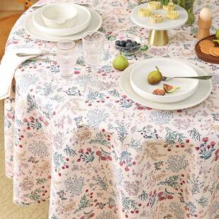 阳春盘小镇田园圆桌布转轻白奢全棉色花雅蕊系列欧雕式复古高档台