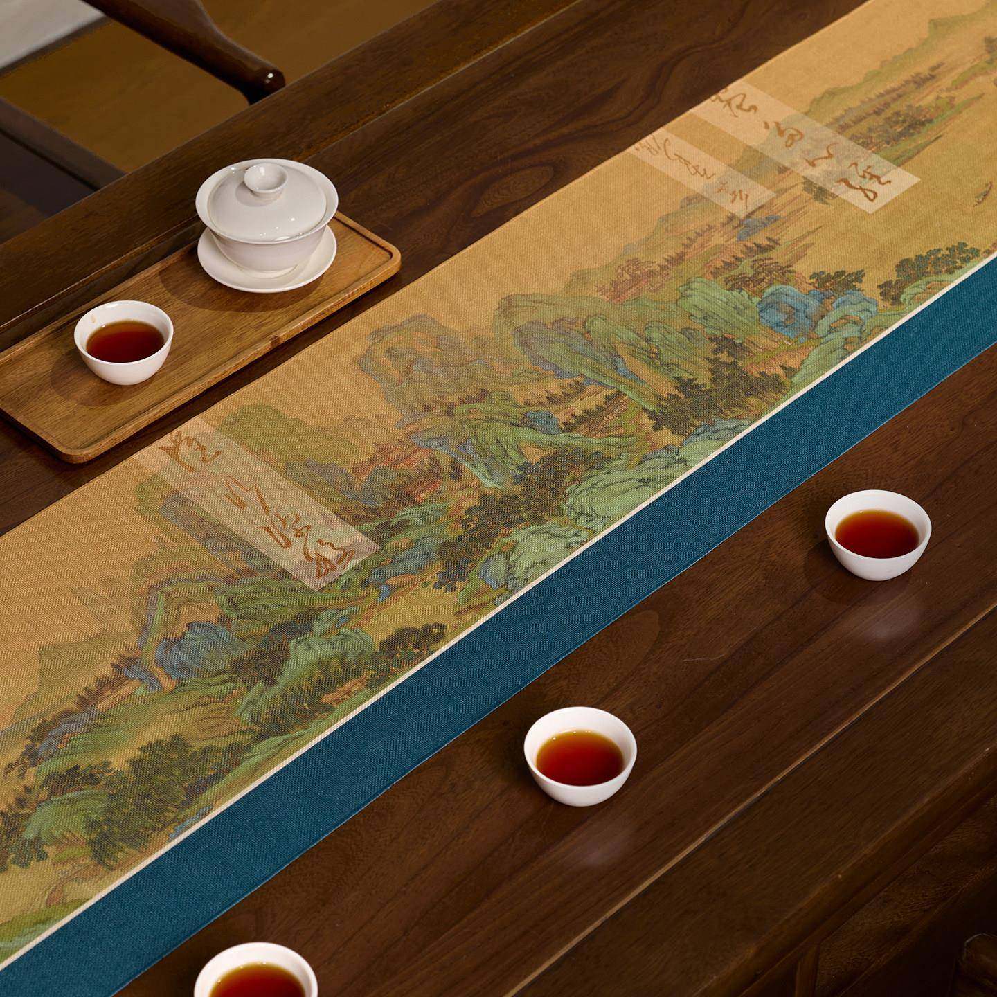 CXDC0150奇葩 原创仇水英山图新中式禅爱桌意旗茶桌垫布茶席茶旗,居家布艺,桌旗,淘宝优惠券,粉丝福利购,淘宝优惠卷