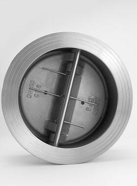 0304 不锈钢对夹蝶式止回阀H77X蝶形软密止封单向逆阀DN5010 125