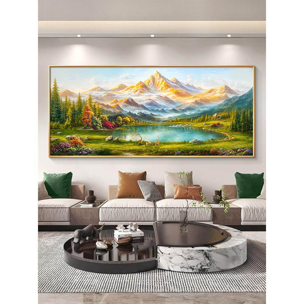 2聚宝盆山水画客QWL2308装厅饰画沙发背新景墙挂画025款西墙聚财