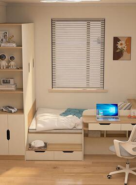 榻榻米衣柜一体小QH-25031型儿童房米2床1定制床实木边户柜地台书