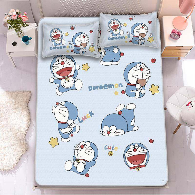 夏席季叮学当猫冰丝凉席三件套卧室儿童机床单软席子生宿舍RIS可