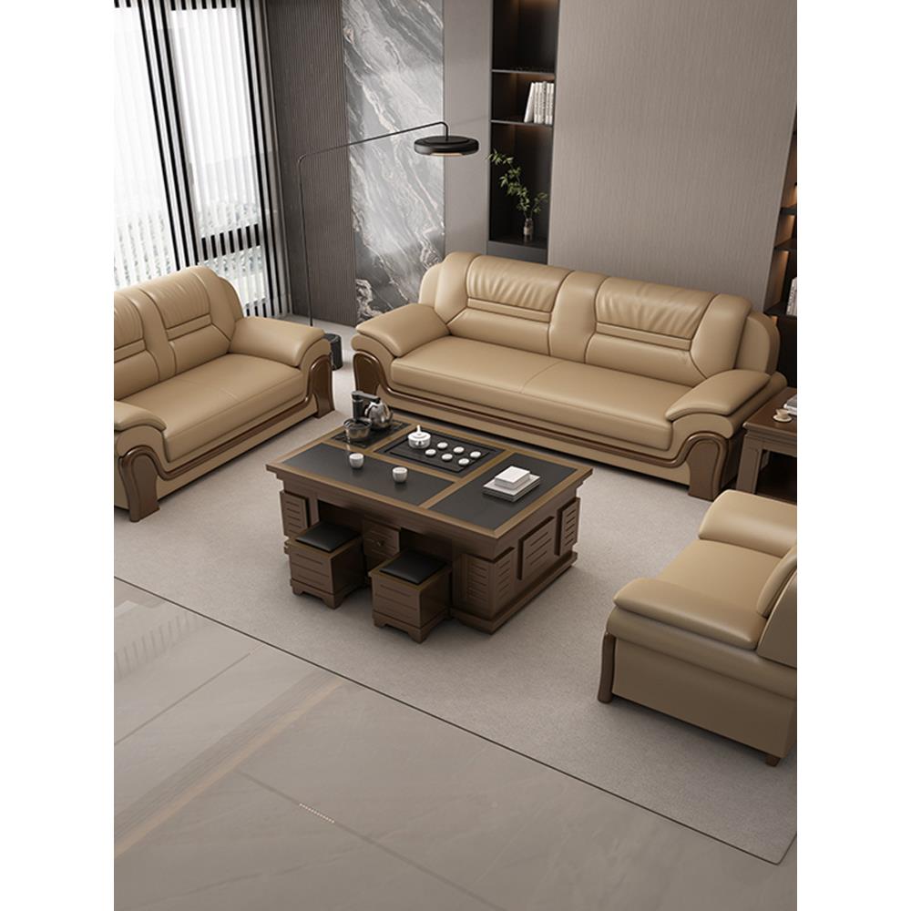 办公室商务沙发约客接厅大堂简酒店待YFV休息区接待真皮组沙发咖