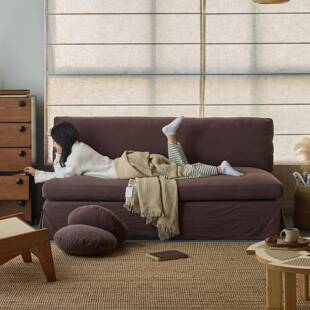 OZ/N朴琢浮屿无扶手P沙发天然O亚麻侘寂风棉麻布艺可拆浮屿洗小户