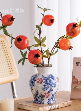 新中式中古小号八花角瓶宋青花瓷覆古陶花瓶SQHC代美学插花摆件瓷