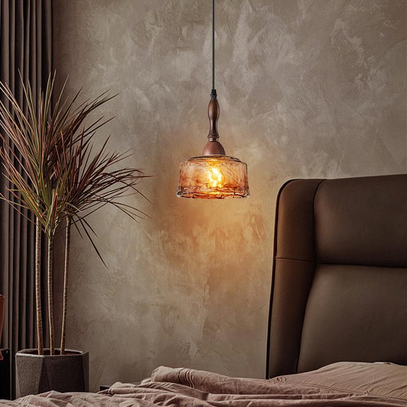 古烟云玻璃中中式复古卧室床头小吊灯走MDD-085廊道吧过台餐厅三