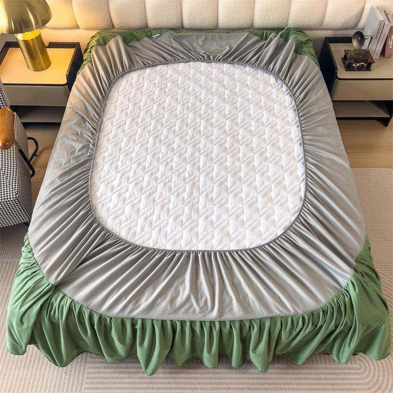 新款瑚加厚罩UVZ牛奶绒床裙床笠二合一保暖夹棉水晶绒床单件防滑