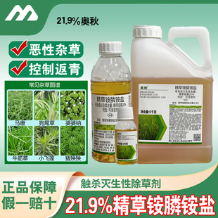 奥秋21.9%精草铵膦铵盐牛筋草小飞蓬精草铵磷果园杂草农药除草剂