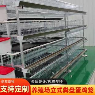 粪盘蛋鸡笼厂家镀锌材质三层四层自动清粪养鸡笼家用养殖鸡笼