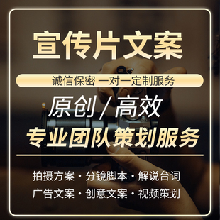 代写企业宣传片文案分镜头脚本专题纪录片解说词旁白短视频剧本