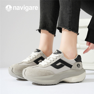 Navigare意大利小帆船女士老爹鞋2025新款春夏厚底增高休闲运动鞋