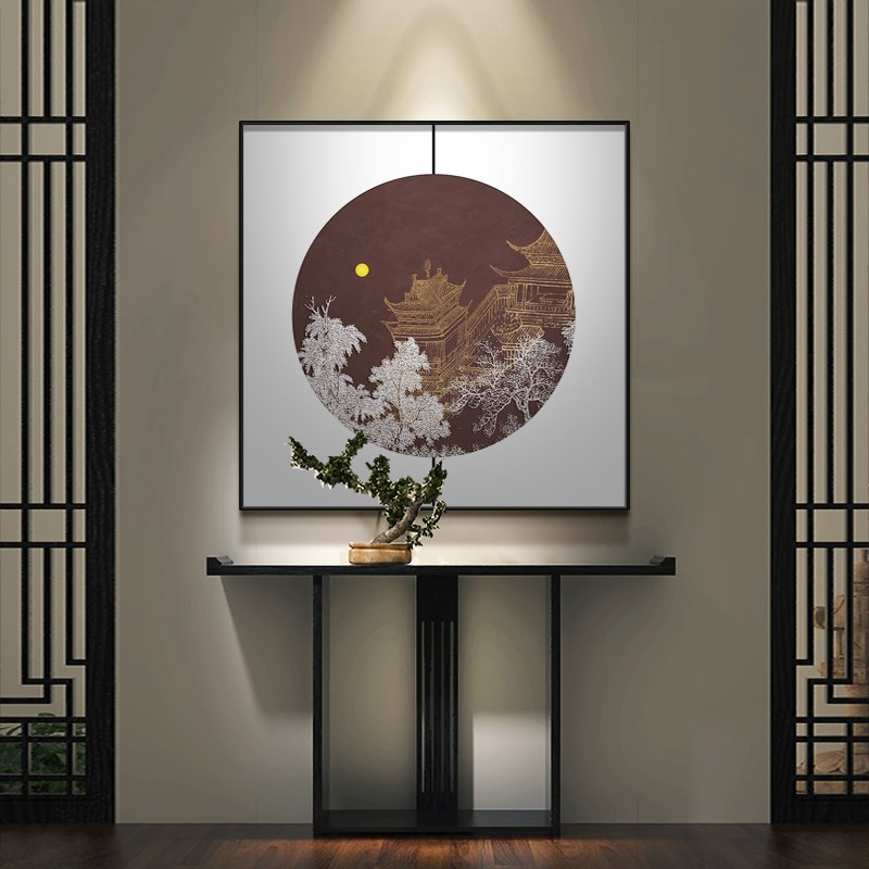 中国风建筑风景装饰画餐厅茶室挂画玄关走廊过道背景墙壁画图片