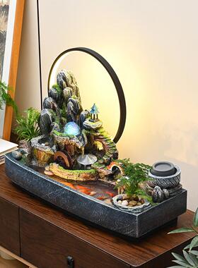 新款假山水财水摆件客厅玄关办公室风轮流鱼池循环水景H50096开业
