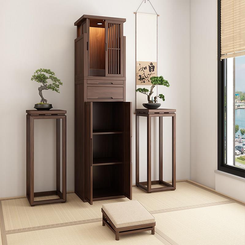 黑萨桃木财神TLM003佛门龛新中式立柜隐藏神龛立柜带门供台佛胡柜