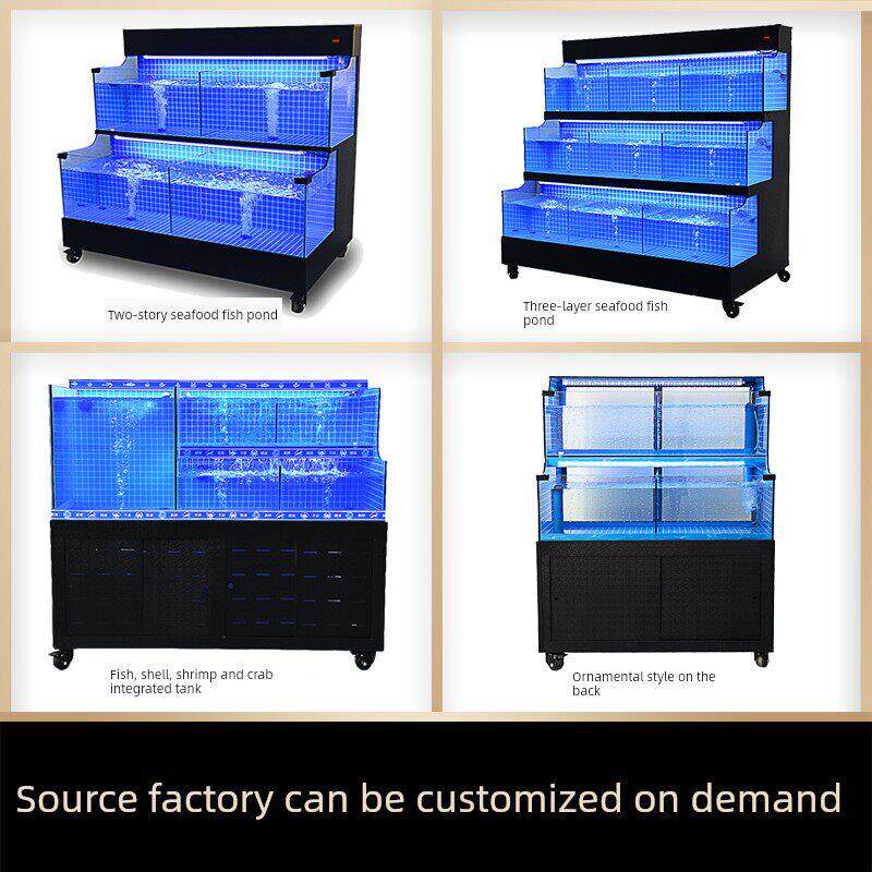移动海鲜鱼缸，酒店专用超市，水产商店，商业海鲜池，综合制冷机