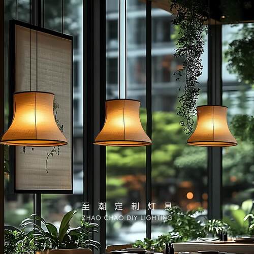 新中式禅餐厅定制灯客厅主灯宋代吊宿酒店覆古意茶md-28室包民厢