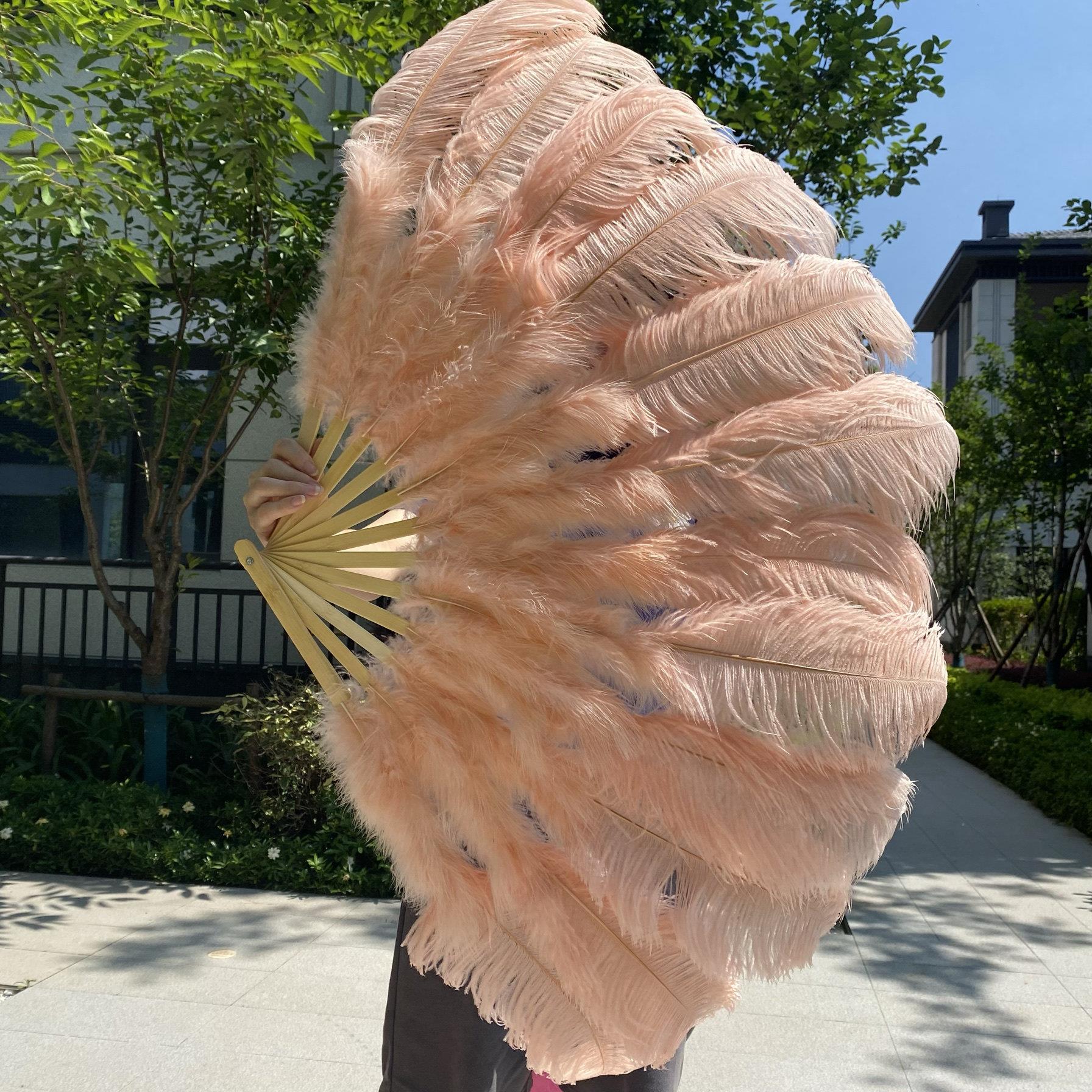 包邮大酒号鸵扇鸟羽毛扇子 皮舞蹈吧表演演唱会道具羽毛绒JIM肚大