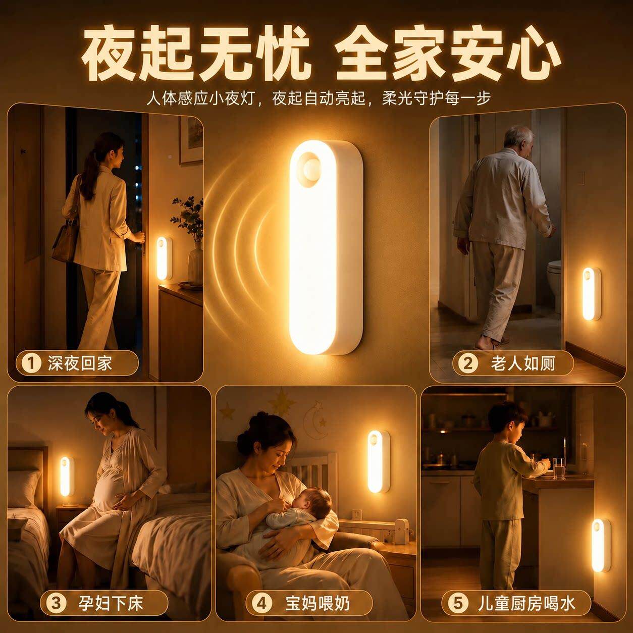 间自动人体感应灯人户人来即亮走即灭声181控楼道智能夜充电磁吸