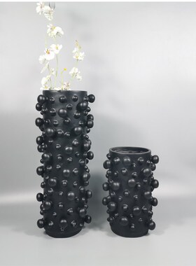 现代黑白泡泡圆球树脂花器桌面花瓶插花玄关客厅软装饰品摆件