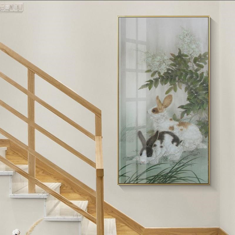 动物挂画客厅书房玄关沙发背景墙壁房间卧室床头壁画 兔子装饰画图片