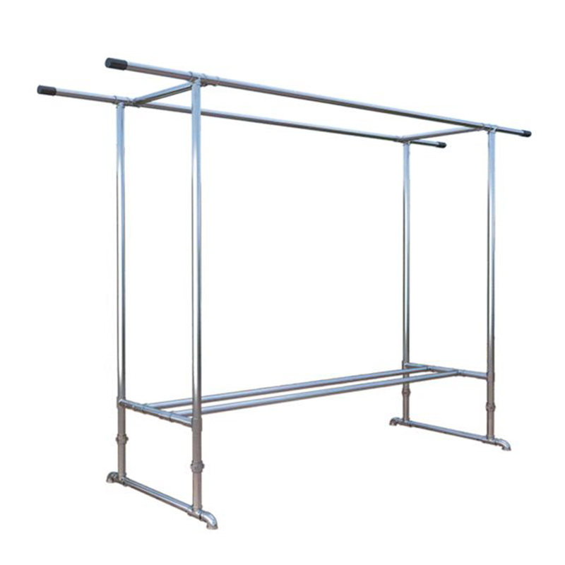 钢管晾衣杆镀锌阳台落地卧室户插件衣架晒被衣帽架简易双杠凉衣架