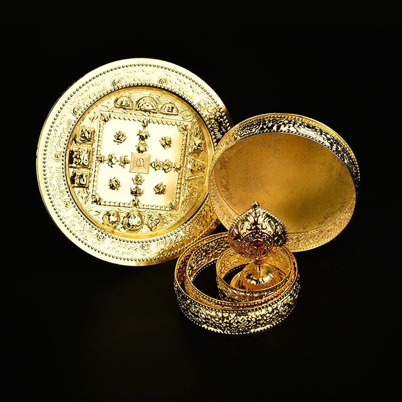 合金曼扎盘八吉祥曼茶罗修曼扎盘 修盘 曼达盘小号含托盘送宝石