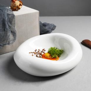 分子料理特色意境菜碟餐 创意餐厅陶瓷餐具位上异形不规则盘子西式
