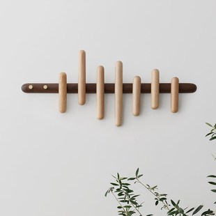 实木挂钩进门玄关免打孔挂衣钩创意客厅装饰挂衣架壁挂木质衣帽架