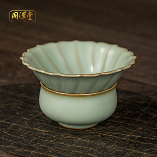 汝瓷茶漏陶瓷g手工复古汝窑开片可养青瓷功夫茶具配件家用礼盒套