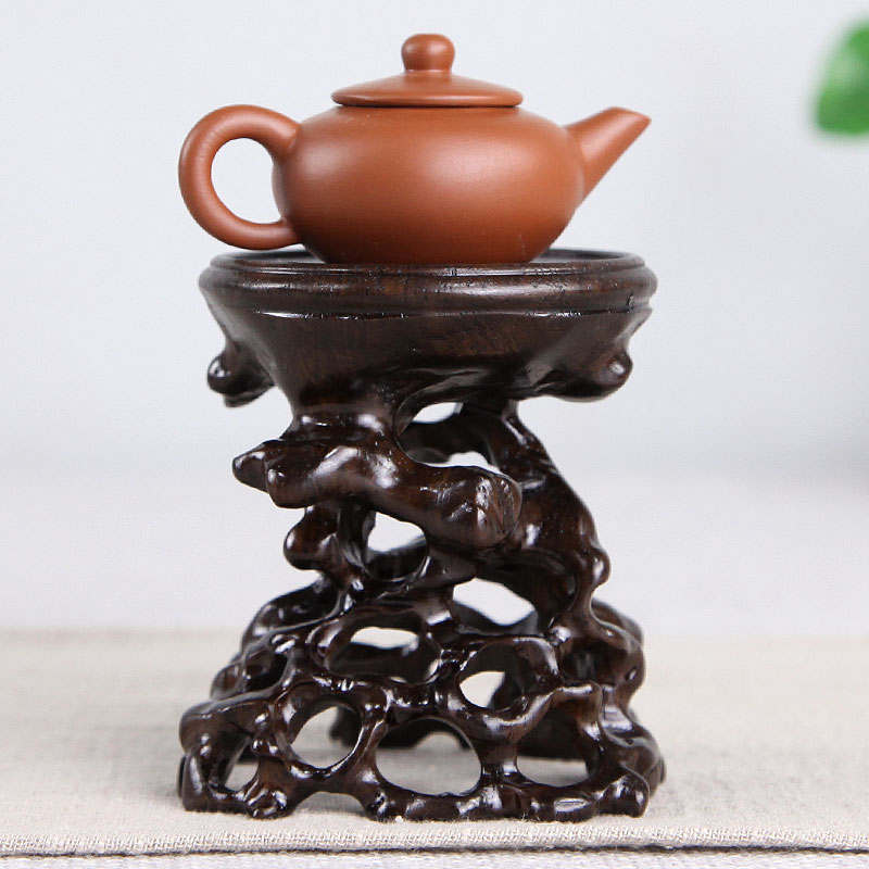 黑檀木摆件底座实木质镂空雕刻工艺品茶壶石头奇石底座木托架加高