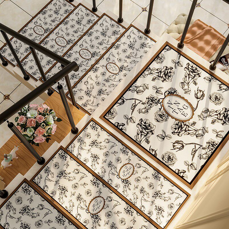 楼梯踏步垫免胶自粘皮革擦洗实木防滑垫家用地毯旋转楼梯垫裁剪