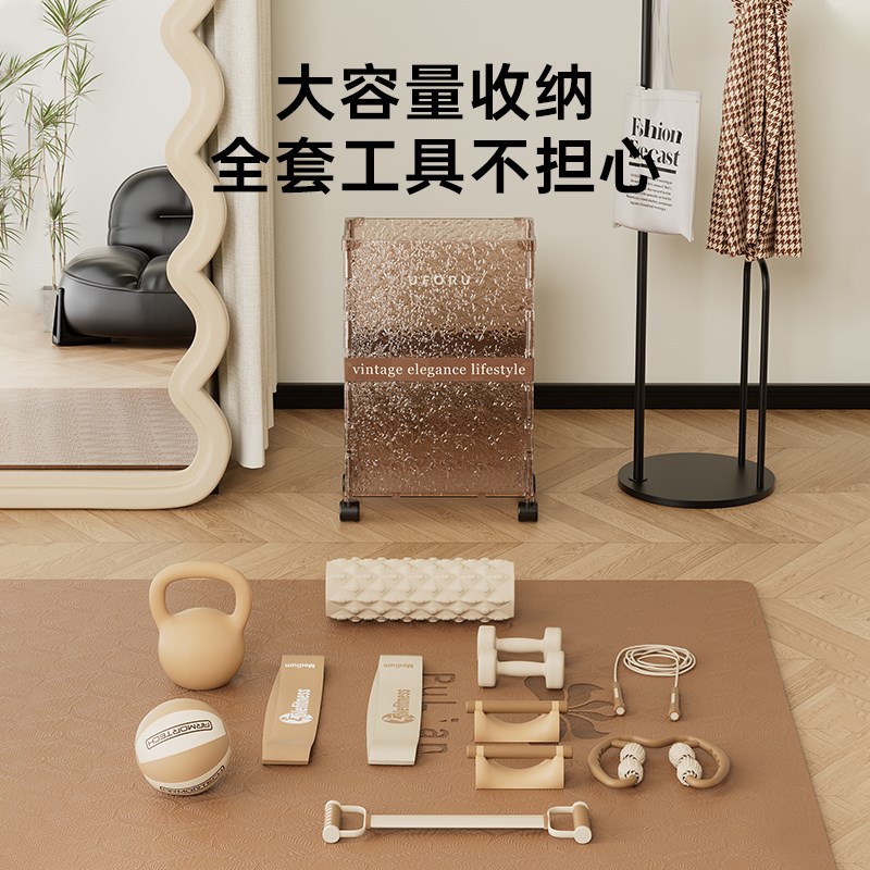 瑜伽垫健身垫收纳箱运动q器材家用款大号收纳筐窄高型小推车置物