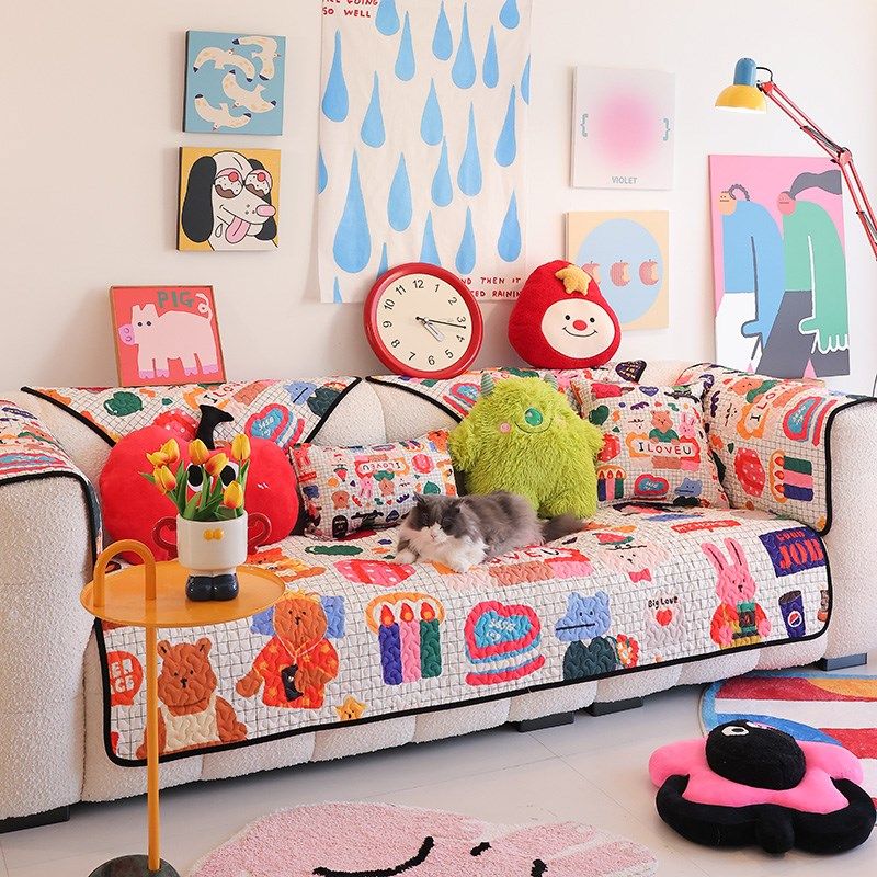 凡米特多巴胺沙发垫新款布艺沙发巾四季通用全包防猫抓盖罩毯,居家布艺,沙发垫,淘宝优惠券,粉丝福利购,淘宝优惠卷