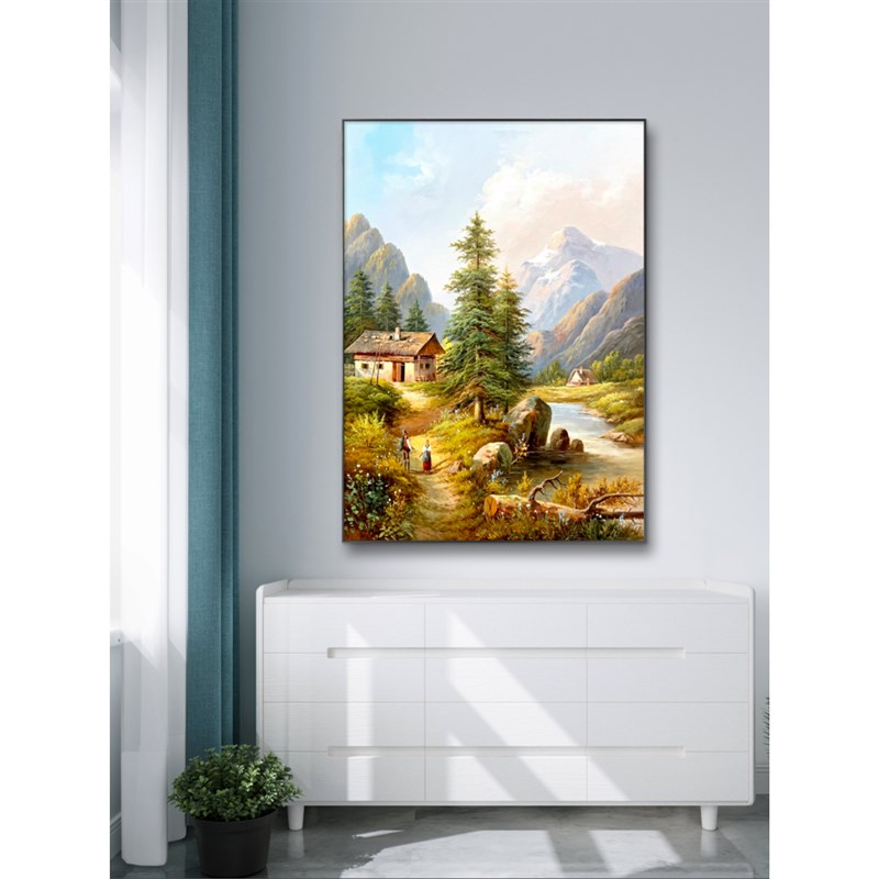 油画美欧式欧式风景树林花定制手绘客风景餐厅别墅玄关挂画装饰图片