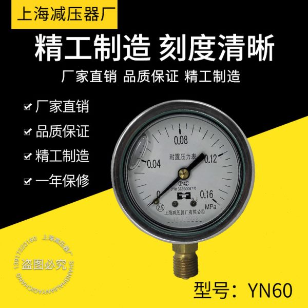 YN60耐震压力表0.1/0.25/0.4/0.6/1/1.6/2.5/4/6/10/40抗震压力表