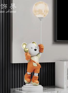 熊暴力视摆件客厅遥控小夜灯桌面家居电柜玄关饰装品乔迁新EH8708