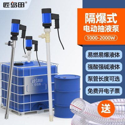 匠岛田隔爆式电动插桶泵耐腐蚀酸碱大功率抽酸泵手提无极调速抽油