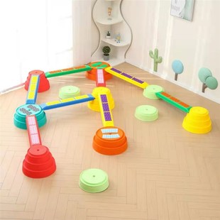 触觉配对独木桥幼儿园早教儿童感统训练器材按摩过河石建构平衡木