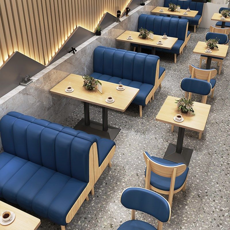 奶茶店咖啡厅沙发桌椅饭店西汉堡店休闲实木卡座