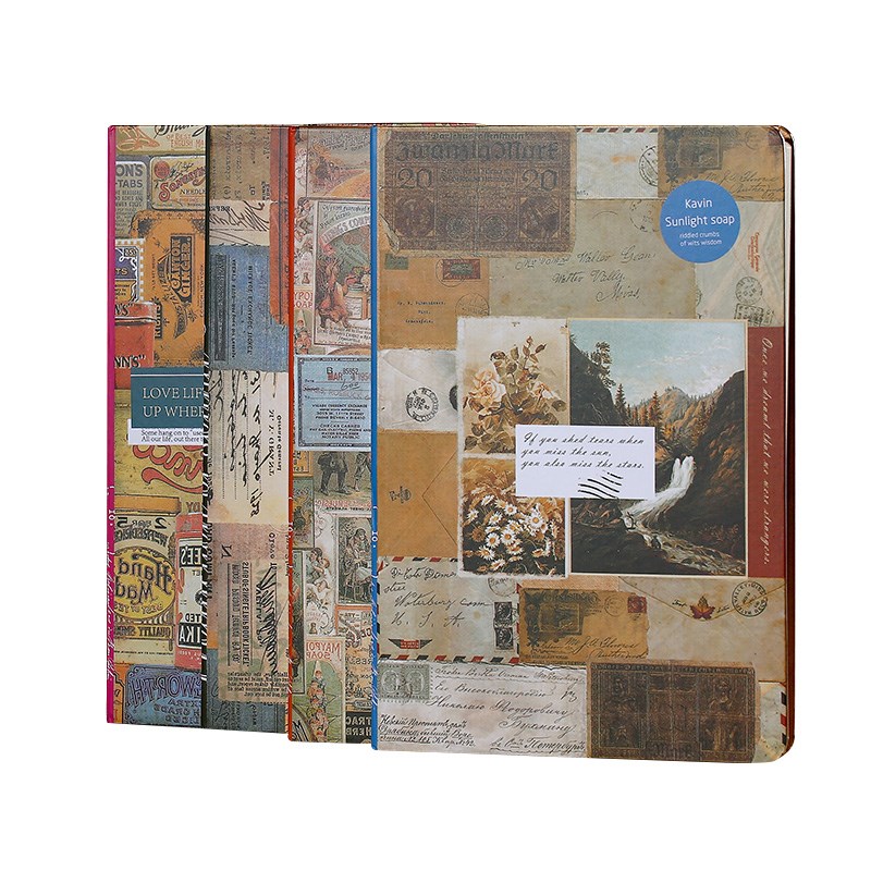 B5加厚复古彩页日记本欧式个性精装牛皮纸创意手绘插画笔记本子