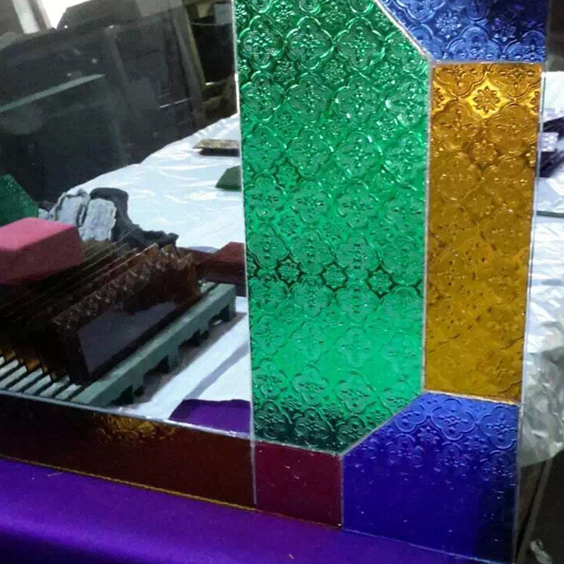 海棠立体艺术压复古屏风门上色钢化