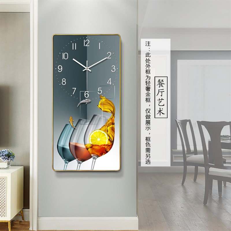 餐厅装饰画钟表挂钟客厅轻奢现代简约时钟挂墙家用时尚挂表长方形图片